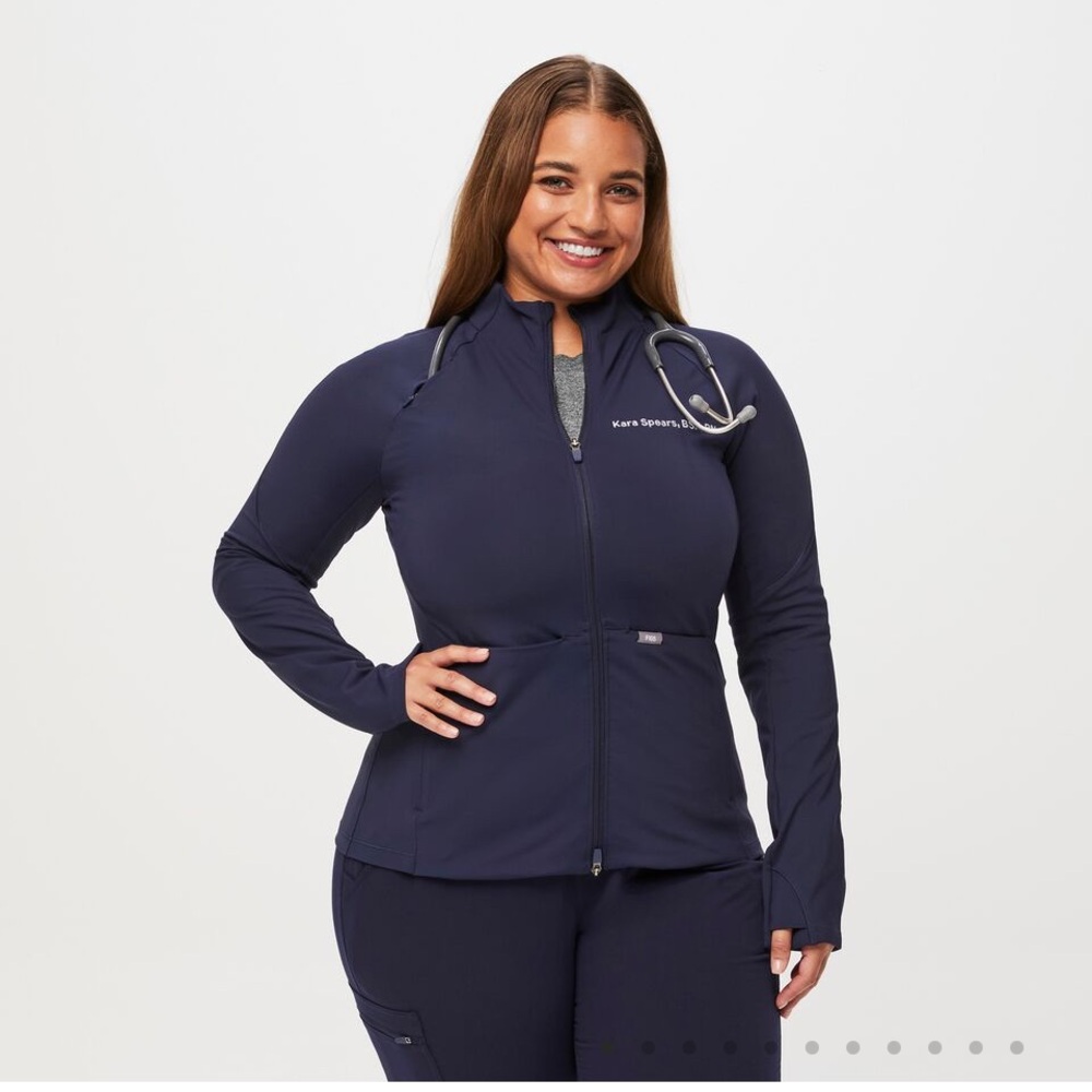 Figs Scrub Jacket contour knit navy